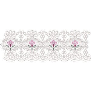 Elegant Lace Embroidery Border Design with Floral Cutwork Pattern and Decorative Scalloped Details
