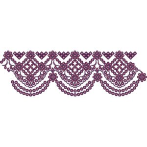 Geometric Lace Embroidery Border Design with Scalloped Pattern and Ornamental Openwork Details