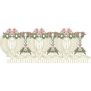 Vintage Floral Lace Embroidery Border Design with Ornamental Botanical Pattern and Decorative Lace Details