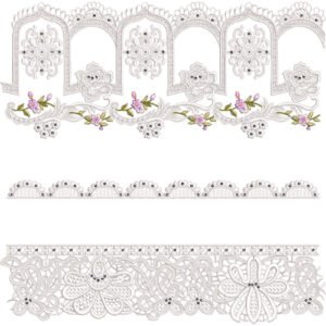 Elegant Lace Embroidery Border Design with Floral Motifs and Ornamental Arch Lace Pattern