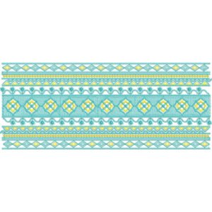 Geometric Lace Embroidery Border Design with Diamond Motifs and Decorative Lace Pattern