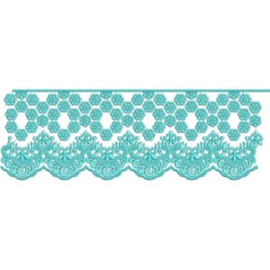 Floral Lace Embroidery Border Design with Scalloped Lace Edge and Decorative Flower Pattern