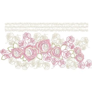 Rose Floral Lace Embroidery Border Design with Decorative Lace Pattern and Elegant Blossom Motifs