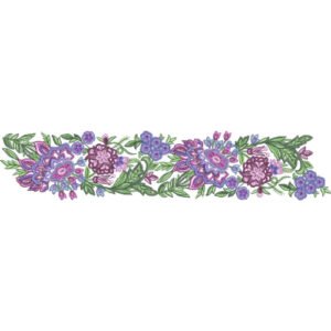 Floral Lace Embroidery Border Design with Decorative Blossom Motifs and Botanical Vine Pattern