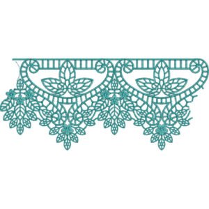 Ornamental Lace Embroidery Border Design with Floral Motifs and Decorative Openwork Pattern
