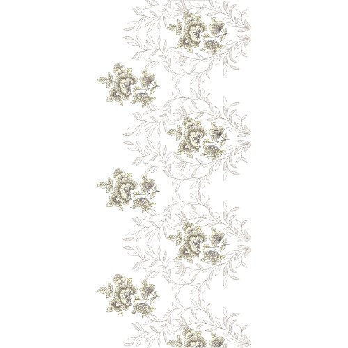 Elegant Floral Vine Border Embroidery Design with Blooming Rose Clusters and Flowing Leaf Branch Pattern