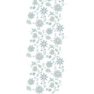 Elegant Wildflower Meadow All Over Embroidery Design with Floral Sprays, Leaves and Botanical Motifs