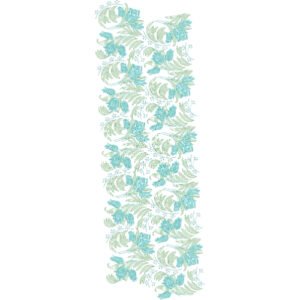Tropical Botanical Floral Embroidery Border Design with Exotic Flowers, Flowing Foliage and Decorative Leaf Motifs