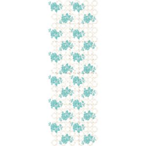 Geometric Floral Trellis Embroidery Border Design with Ornamental Lattice Pattern and Botanical Flower Clusters