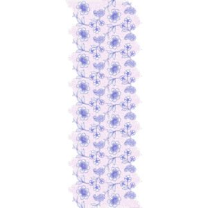 Elegant Floral Lace Embroidery Border Design with Blooming Flowers, Delicate Buds and Ornamental Mesh Pattern