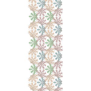 Modern Geometric Fan Motif Embroidery Border Design with Art Deco Inspired Floral Elements and Decorative Repeat Pattern