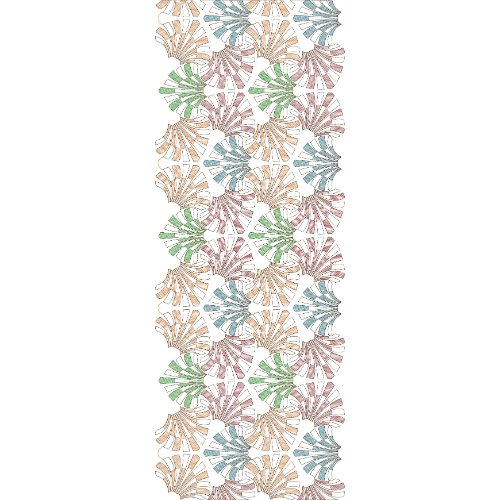Modern Geometric Fan Motif Embroidery Border Design with Art Deco Inspired Floral Elements and Decorative Repeat Pattern