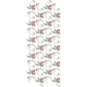Colorful Floral Vine All Over Embroidery Design with Blooming Flower Clusters, Curved Tendrils and Botanical Motifs