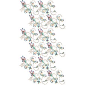 Traditional Paisley Vine All Over Embroidery Design with Ornamental Floral Motifs, Decorative Scrollwork and Ethnic Botanical Pattern