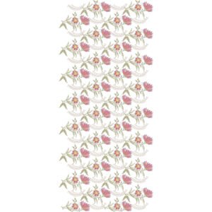 Elegant Lotus Floral All Over Embroidery Design with Blooming Water Lily Motifs, Flowing Vine Garlands and Decorative Botanical Pattern