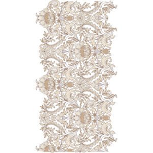 Luxury Ornamental Floral Vine Embroidery Border Design with Flowing Botanical Scrollwork, Blooming Flowers and Baroque Inspired Motifs