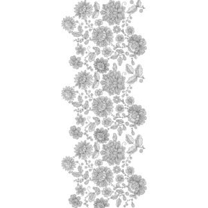 Luxury Floral All Over Jaal Embroidery Design with Chrysanthemum Blossoms, Botanical Leaves and Garden Motifs