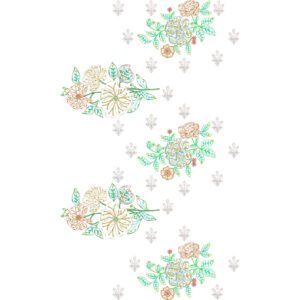 Elegant Scattered Floral All Over Jaal Embroidery Machine Design Pattern for Kurti, Dress & Luxury Apparel