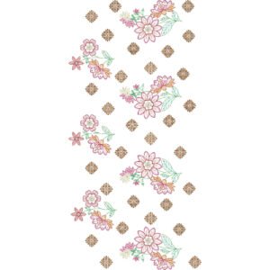 Elegant Scattered Floral All Over Jaal Embroidery Machine Design Pattern for Kurti, Kameez & Designer Textile