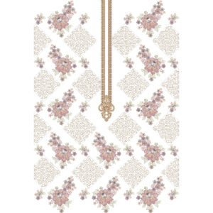 Elegant Floral Allover Neckline Embroidery Design with Geometric Lattice Motifs and Ornamental Pendant Detail