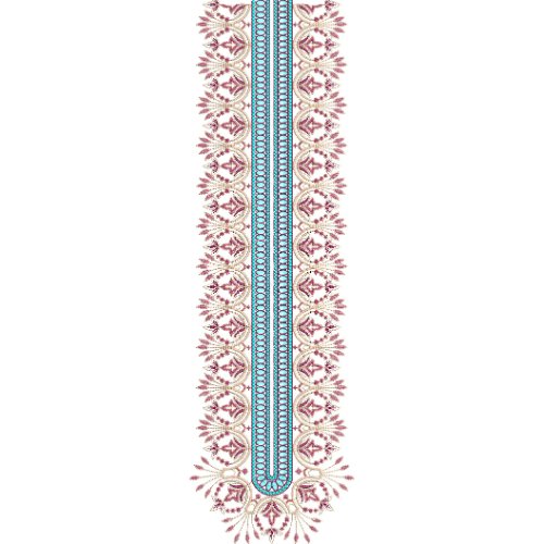 Elegant Straight Neck Embroidery Design with Traditional Floral Border Pattern
