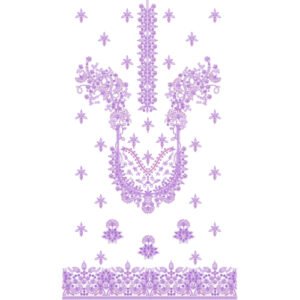 Luxury Floral Neckline Embroidery Design with Ornate Lace Motifs and Decorative Border