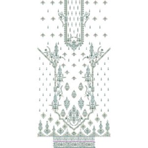 Luxury Ornamental Dress Embroidery Design with Floral Vines, Ethnic Motifs, and Decorative Border