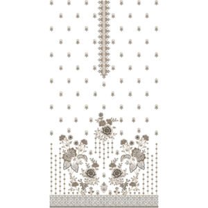 Elegant Floral Dress Embroidery Design with Scattered Buti Motifs and Ornamental Border