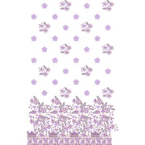 Delicate Floral Border Embroidery Design with Scattered Blossom Butis and Ornamental Lace Pattern