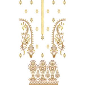 Elegant Paisley Vine Embroidery Design with Ornamental Floral Motifs and Decorative Border