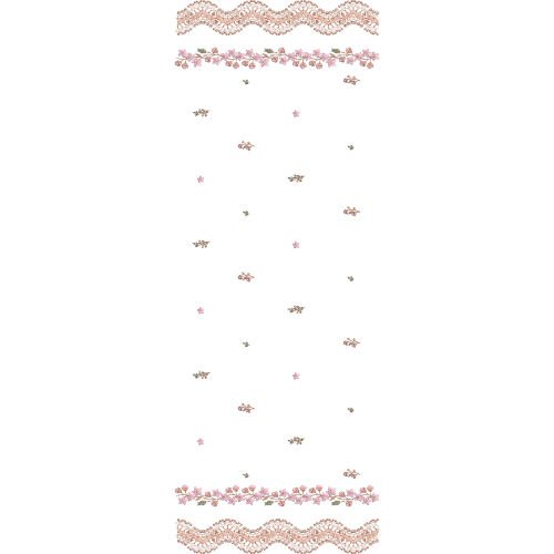 Elegant Floral Border Lace Embroidery Design with Scattered Blossom Motifs for Machine Embroidery
