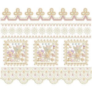 Elegant Floral Border Lace Embroidery Design with Ornamental Panels for Machine Embroidery