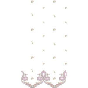 Elegant Paisley Border Lace Embroidery Design with Scattered Floral Motifs for Machine Embroidery