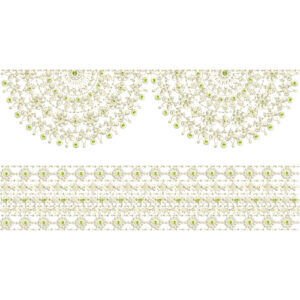 Luxury Floral Border Lace Embroidery Design with Ornamental Scalloped Motifs for Machine Embroidery