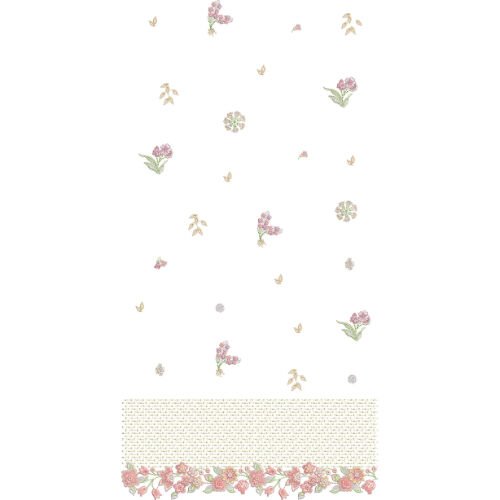 Elegant Floral Border Lace Embroidery Design with Scattered Blossom Motifs for Machine Embroidery