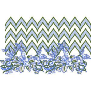 Elegant Floral Border Lace Embroidery Design with Chevron Pattern for Machine Embroidery