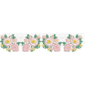 Elegant Floral Border Lace Embroidery Design with Rose Blossom Motifs for Machine Embroidery