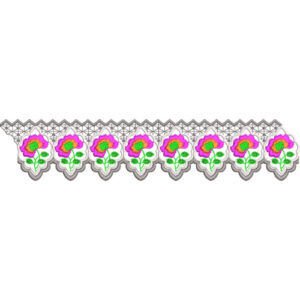 Elegant Floral Border Lace Embroidery Design with Scalloped Flower Motifs for Machine Embroidery