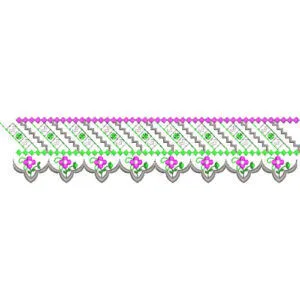 Elegant Geometric Floral Border Lace Embroidery Design for Machine Embroidery