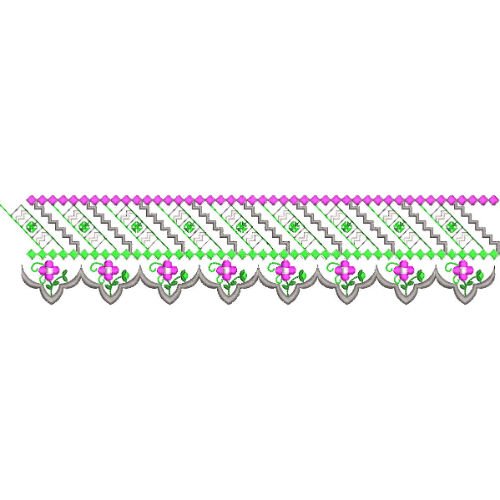 Elegant Geometric Floral Border Lace Embroidery Design for Machine Embroidery