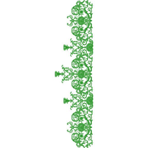Elegant Floral Vine Border Lace Embroidery Design with Ornamental Scrollwork for Machine Embroidery