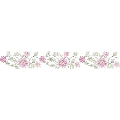 Elegant Floral Vine Border Lace Embroidery Design with Delicate Blossom Motifs for Machine Embroidery