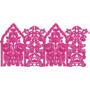 Luxury Ornamental Arch Lace Embroidery Design with Floral Scrollwork for Machine Embroidery