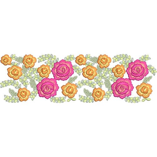Elegant Floral Rose Lace Embroidery Border Design for Machine Embroidery