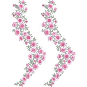 Elegant Floral Rose Lace Embroidery Side Border Design for Machine Embroidery