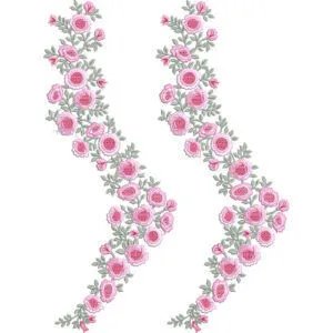 Elegant Floral Rose Lace Embroidery Side Border Design for Machine Embroidery