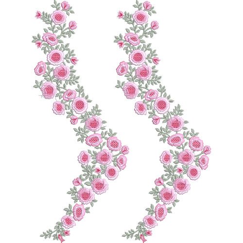 Elegant Floral Rose Lace Embroidery Side Border Design for Machine Embroidery