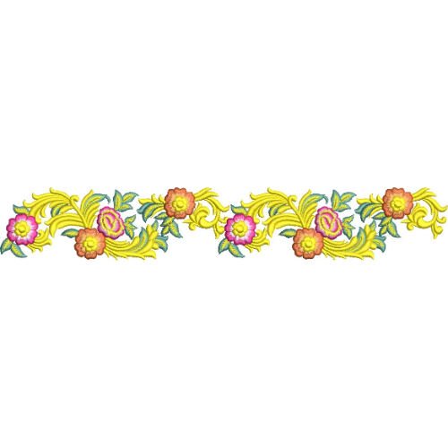 Elegant Floral Vine Lace Embroidery Border Design for Machine Embroidery