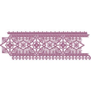 Elegant Geometric Lace Embroidery Border Design with Ornamental Diamond Pattern