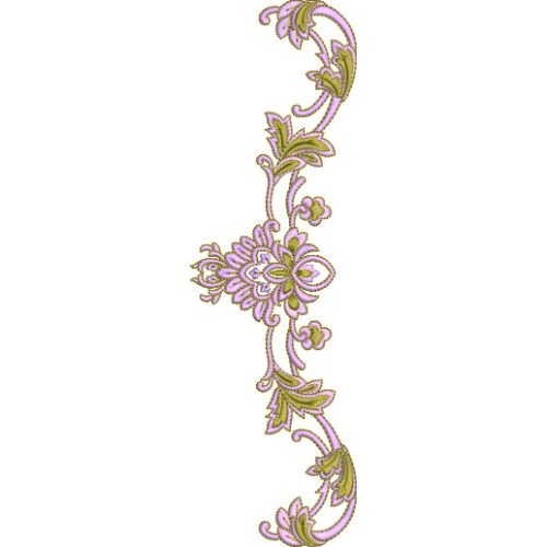 Elegant Floral Vine Lace Embroidery Side Border Design for Machine Embroidery